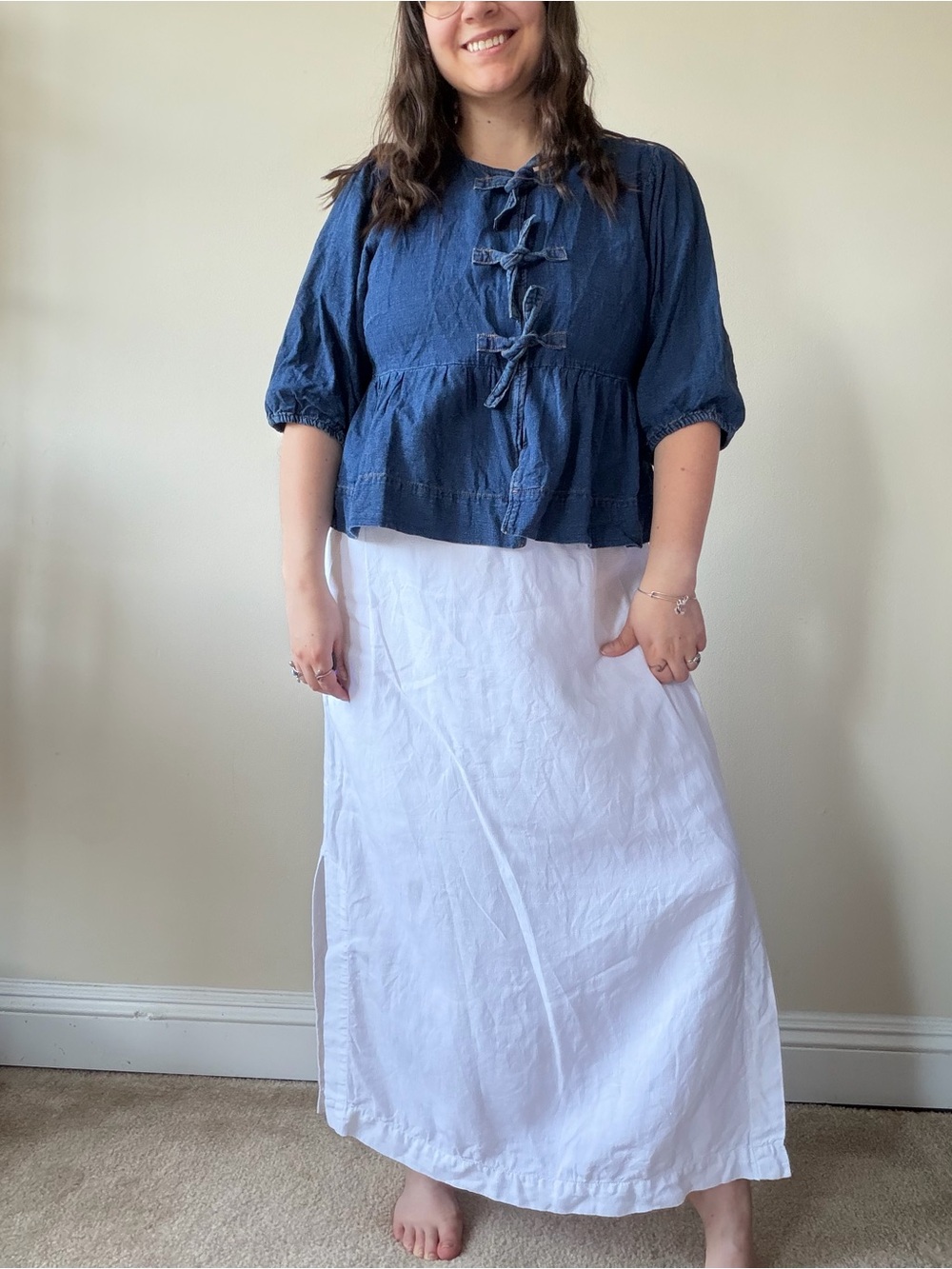 J Jill White Linen Maxi Skirt